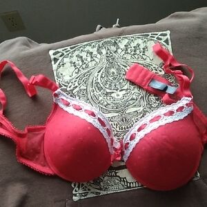 Smart & Sexy Red Bra with White Lace